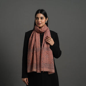 Brown - Block Print Pedana Kalamkari Wool Stole 06