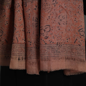 Brown - Block Print Pedana Kalamkari Wool Stole 06