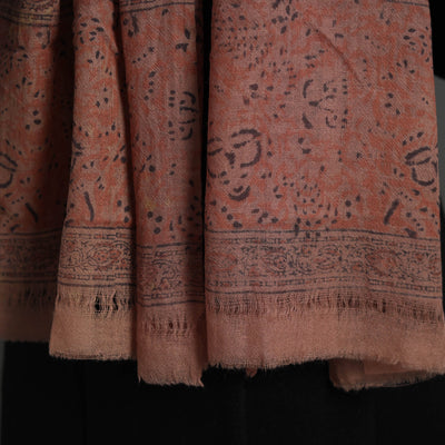 Brown - Block Print Pedana Kalamkari Wool Stole 06