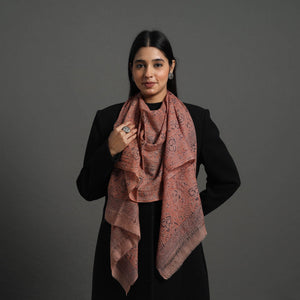 Brown - Block Print Pedana Kalamkari Wool Stole 06