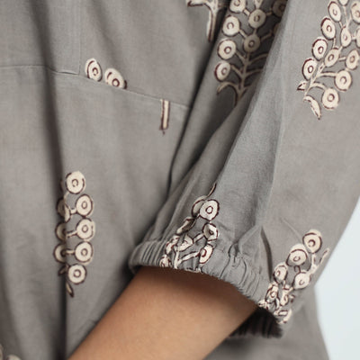 Brown - Nandana Hand Block Printed Cotton Dress