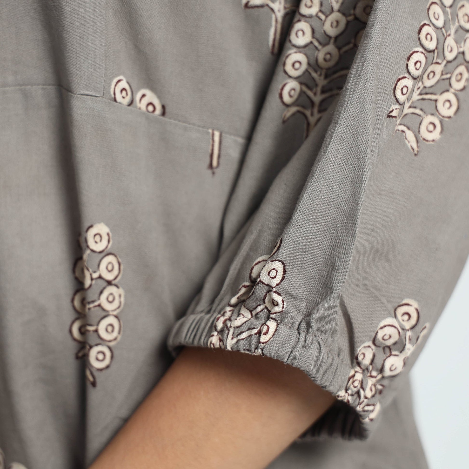 Brown - Nandana Hand Block Printed Cotton Dress
