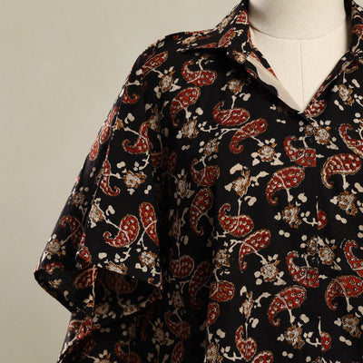 Black - Block Print Bagru Cotton Kaftan (Short) 23