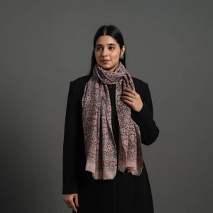 Black - Block Print Pedana Kalamkari Wool Stole 07