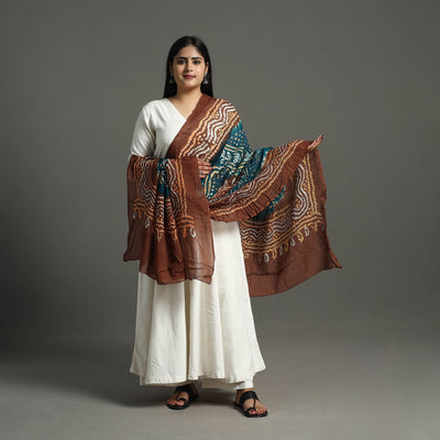Brown - Kutch Tie & Dye Cotton Bandhani Dupatta 09