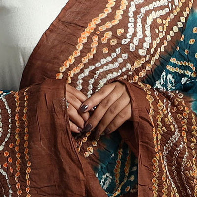 Brown - Kutch Tie & Dye Cotton Bandhani Dupatta 09