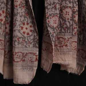 Black - Block Print Pedana Kalamkari Wool Stole 07
