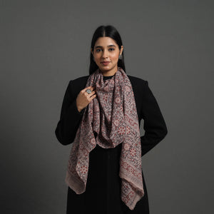 Black - Block Print Pedana Kalamkari Wool Stole 07
