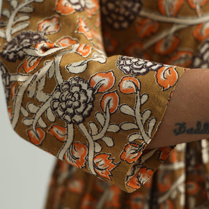 Brown - Kalamkari Printed Tiered Cotton Dress