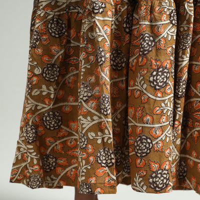 Brown - Kalamkari Printed Tiered Cotton Dress
