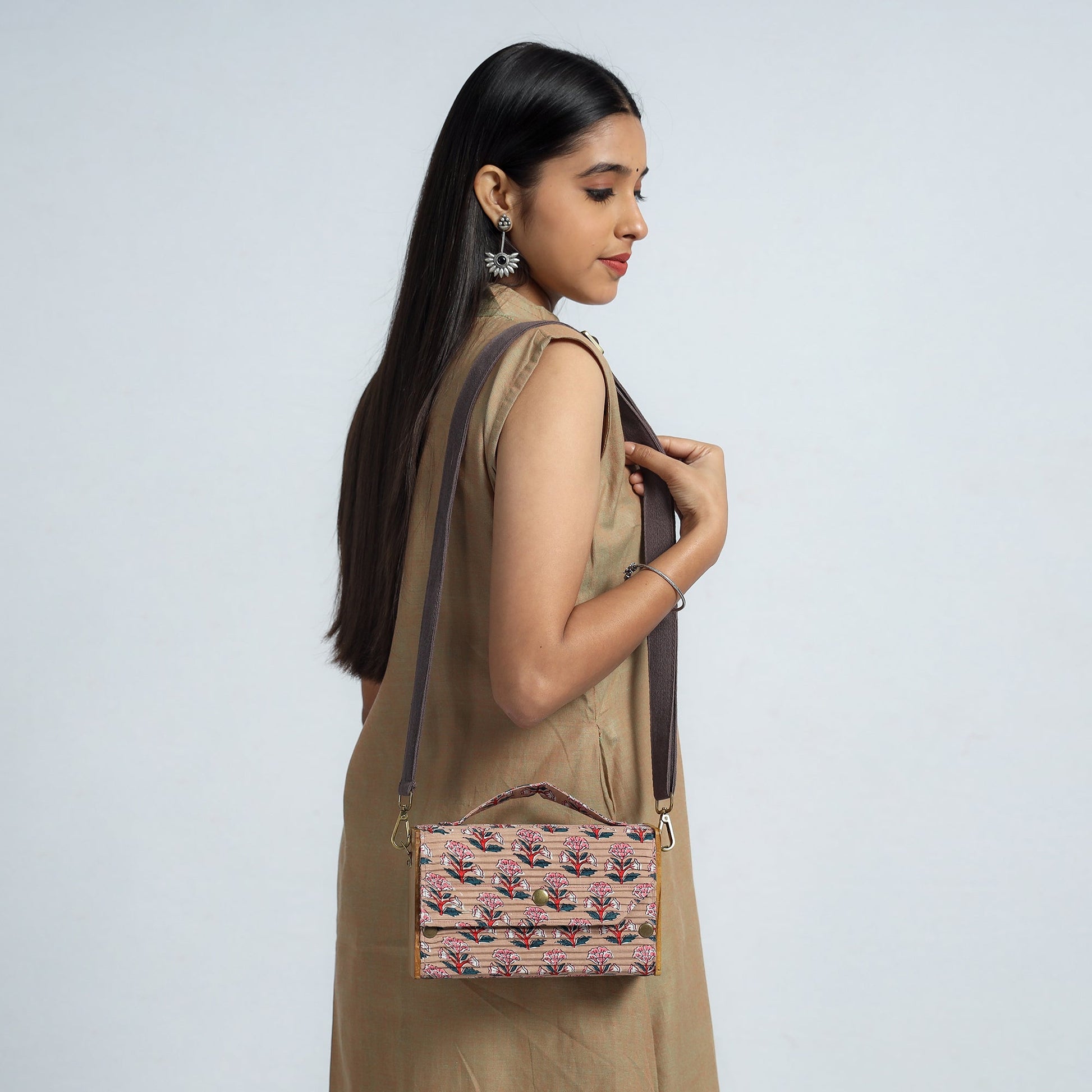 Beige - DIY Box Sling Bag / Clutch with Changeable Sleeve