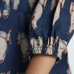 Blue - Bindaas Art Block Printed Cotton Dress