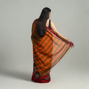 Brown - Dharwad Cotton Saree with Thread Border