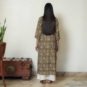 Brown - Kalamkari Hand Block Printed Cotton Straight Kurta 14