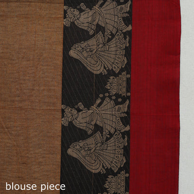 Brown - Dharwad Cotton Saree with Thread Border