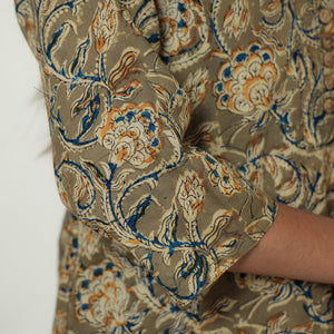 Brown - Kalamkari Hand Block Printed Cotton Straight Kurta 14