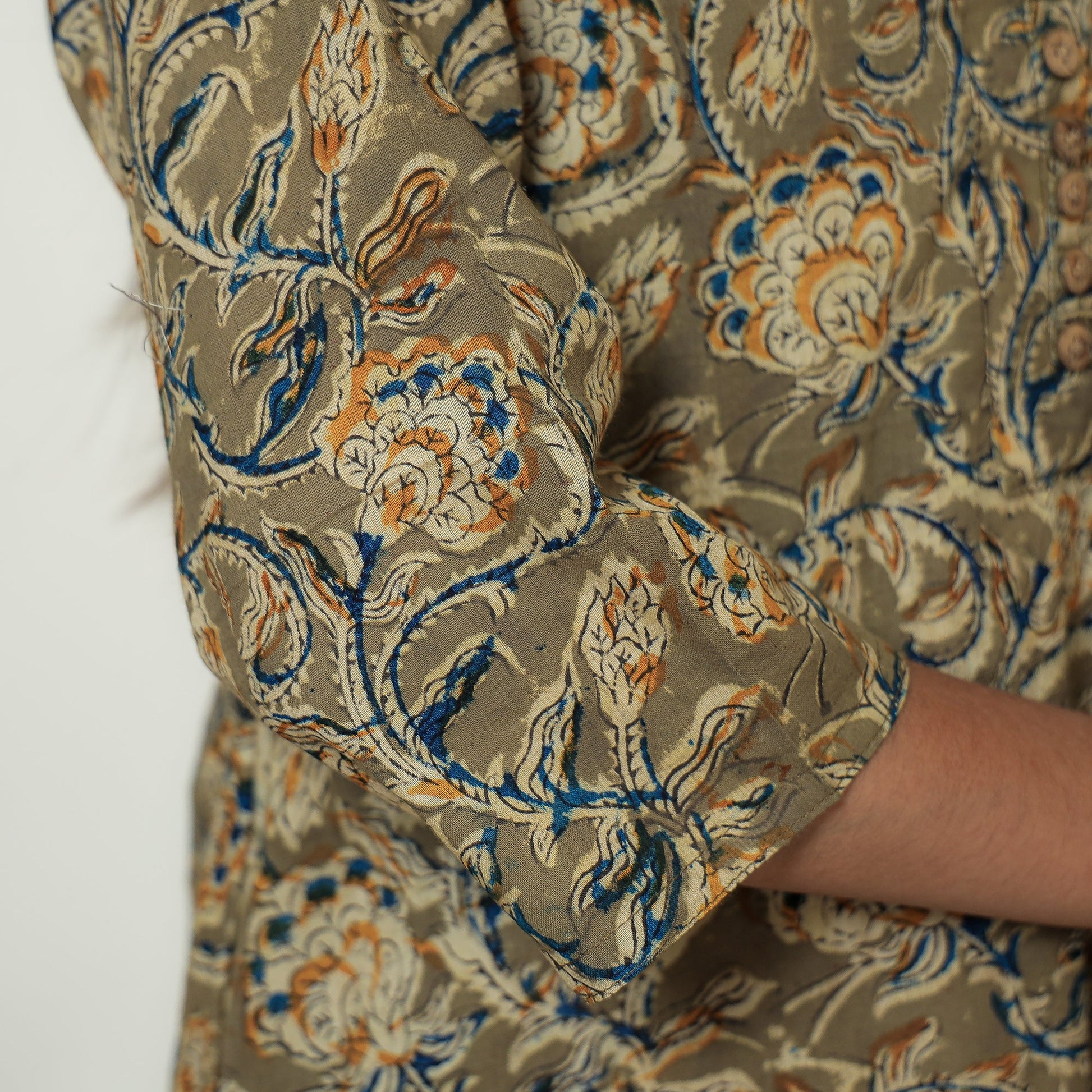 Brown - Kalamkari Hand Block Printed Cotton Straight Kurta 14