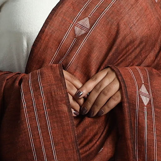 Brown - Handloom Cotton Burdwan Jamdani Dupatta 14