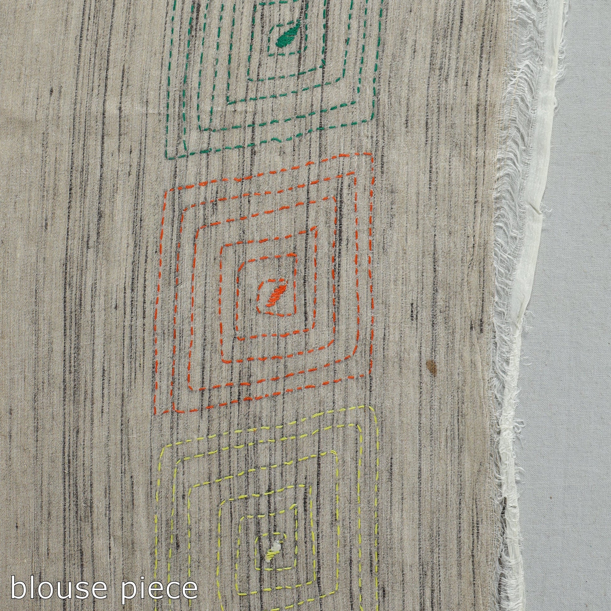 Beige - Bengal Kantha Hand Embroidery Pure Ghicha Silk Handloom Saree 137