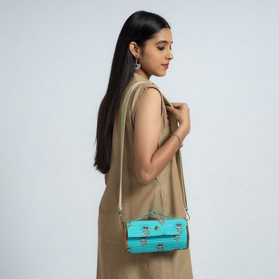 Blue - DIY Round Sling Bag / Clutch With Changeable Sleeve