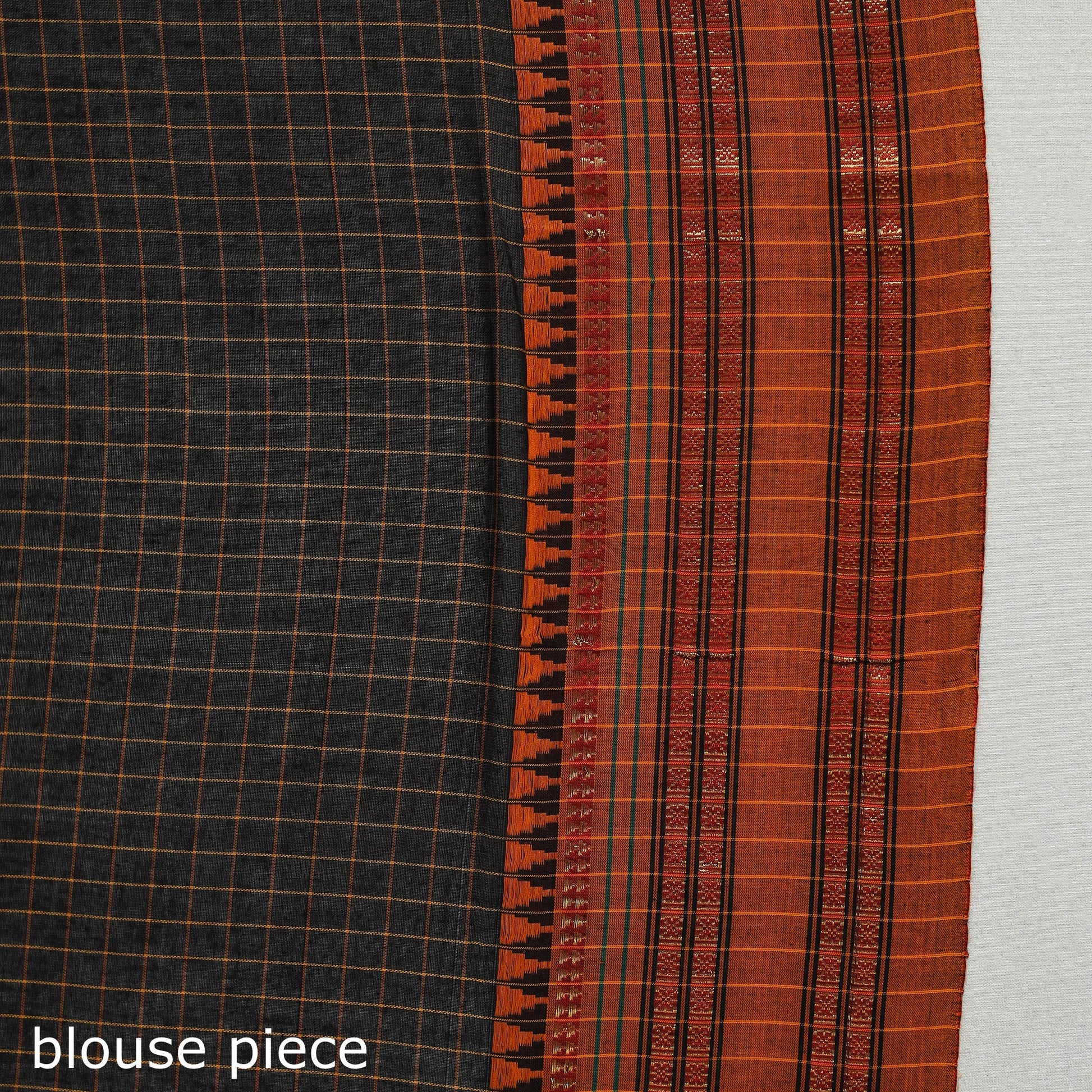 Black - Dharwad Cotton Saree with Zari Border