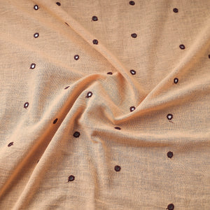 Beige - Organic Kala Cotton Handloom Mirror Work Fabric