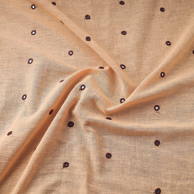 Beige - Organic Kala Cotton Handloom Mirror Work Fabric