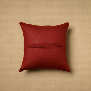 Beige - Block Print Cotton Kalamkari Cushion Cover (16 x 16 in) 03