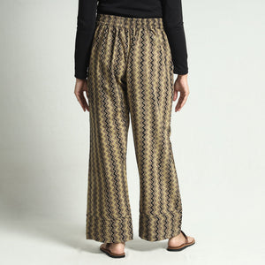 Brown - Ajrakh Block Printed Cotton Elasticated Palazzo