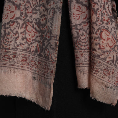 Black - Block Print Pedana Kalamkari Wool Stole 13