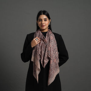 Black - Block Print Pedana Kalamkari Wool Stole 13