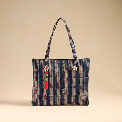 Blue - Handcrafted Quilted Cotton Handbag 02