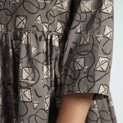 Brown - Bindaas Art Block Printed Cotton Dress