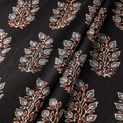 Black - Ajrakh Hand Block Printed Cotton Fabric 01