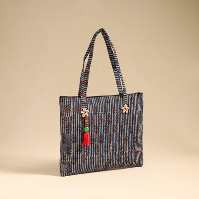 Blue - Handcrafted Quilted Cotton Handbag 02