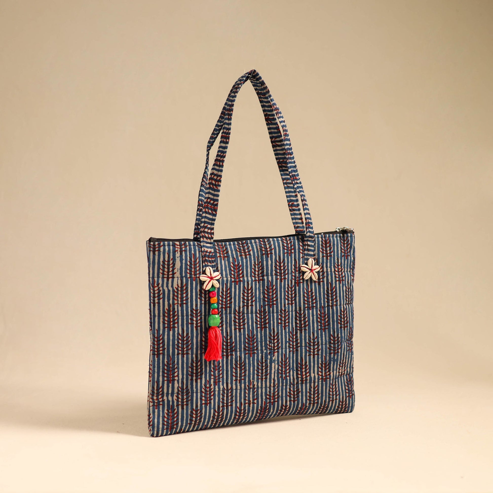 Blue - Handcrafted Quilted Cotton Handbag 02