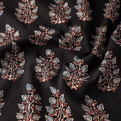 Black - Ajrakh Hand Block Printed Cotton Fabric 01