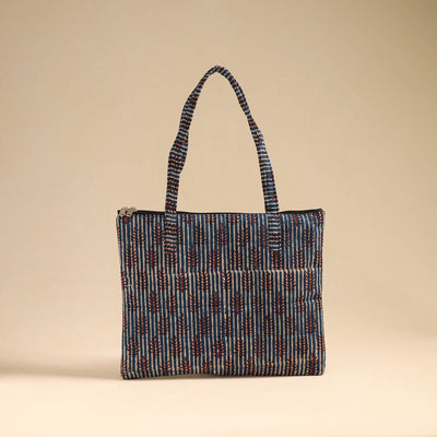 Blue - Handcrafted Quilted Cotton Handbag 02