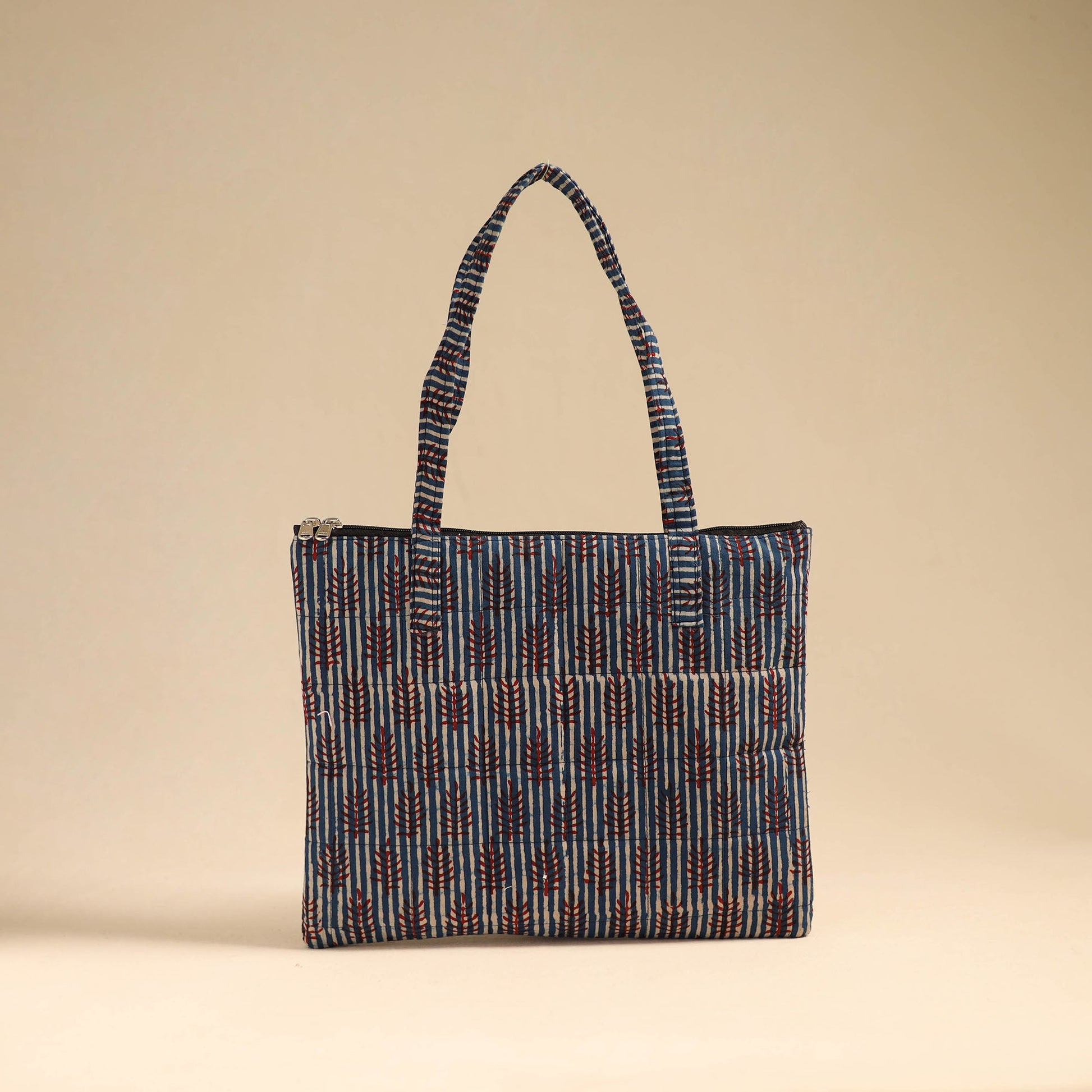 Blue - Handcrafted Quilted Cotton Handbag 02