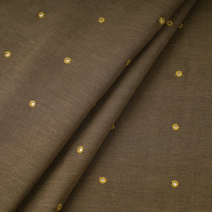 Brown - Organic Kala Cotton Handloom Mirror Work Fabric