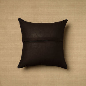 Black - Block Print Cotton Kalamkari Cushion Cover (16 x 16 in) 05
