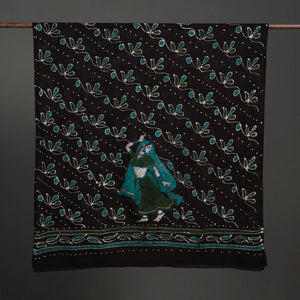 Black - Cotton Hand Batik Print Dupatta 46