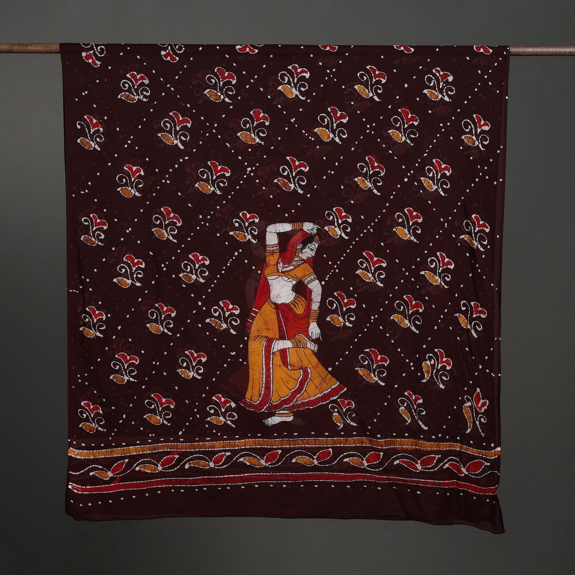Brown - Cotton Hand Batik Print Dupatta 45