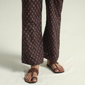 Brown - Block Print Cotton Flared Ajrakh Kurta with Palazzo Set