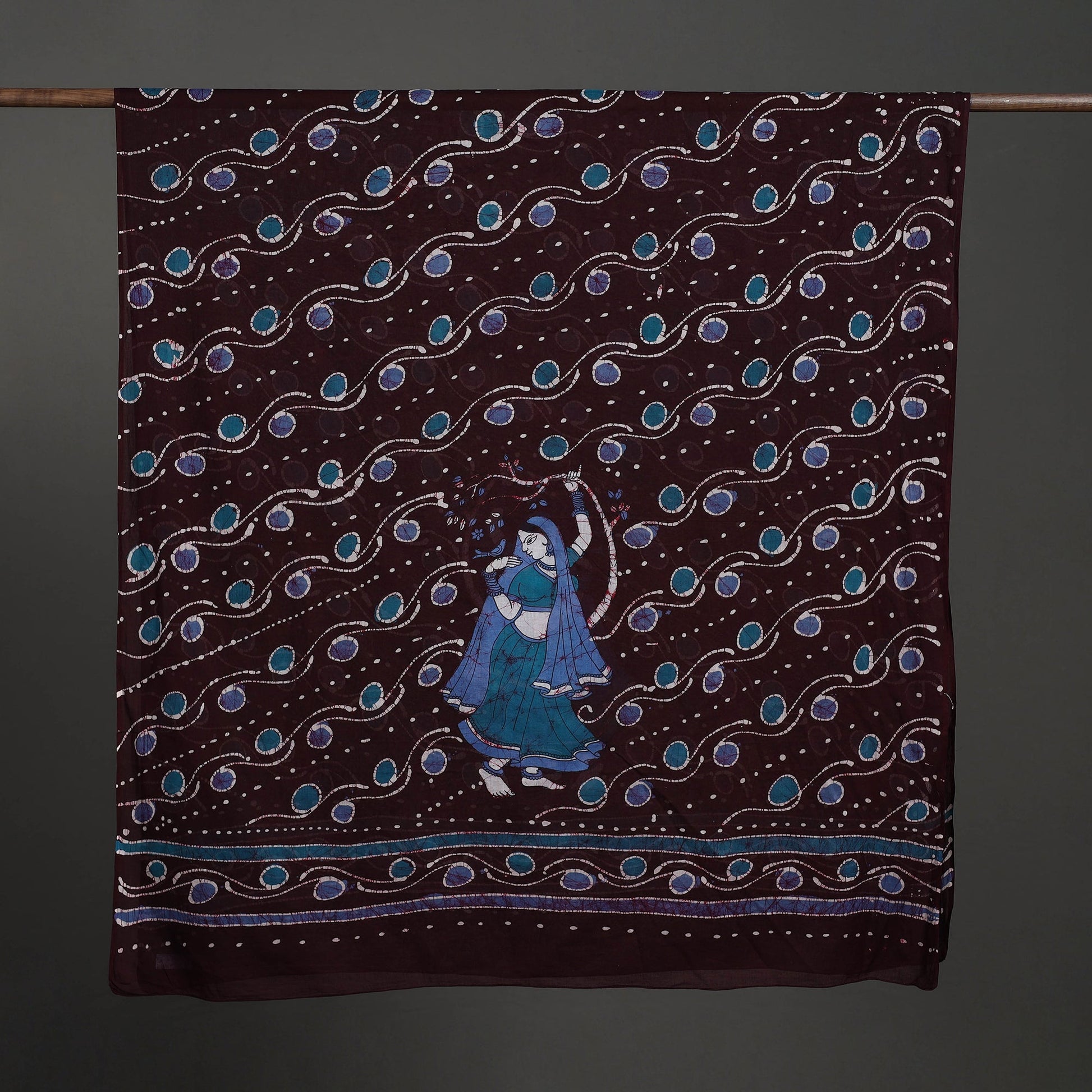 Brown - Cotton Hand Batik Print Dupatta 44