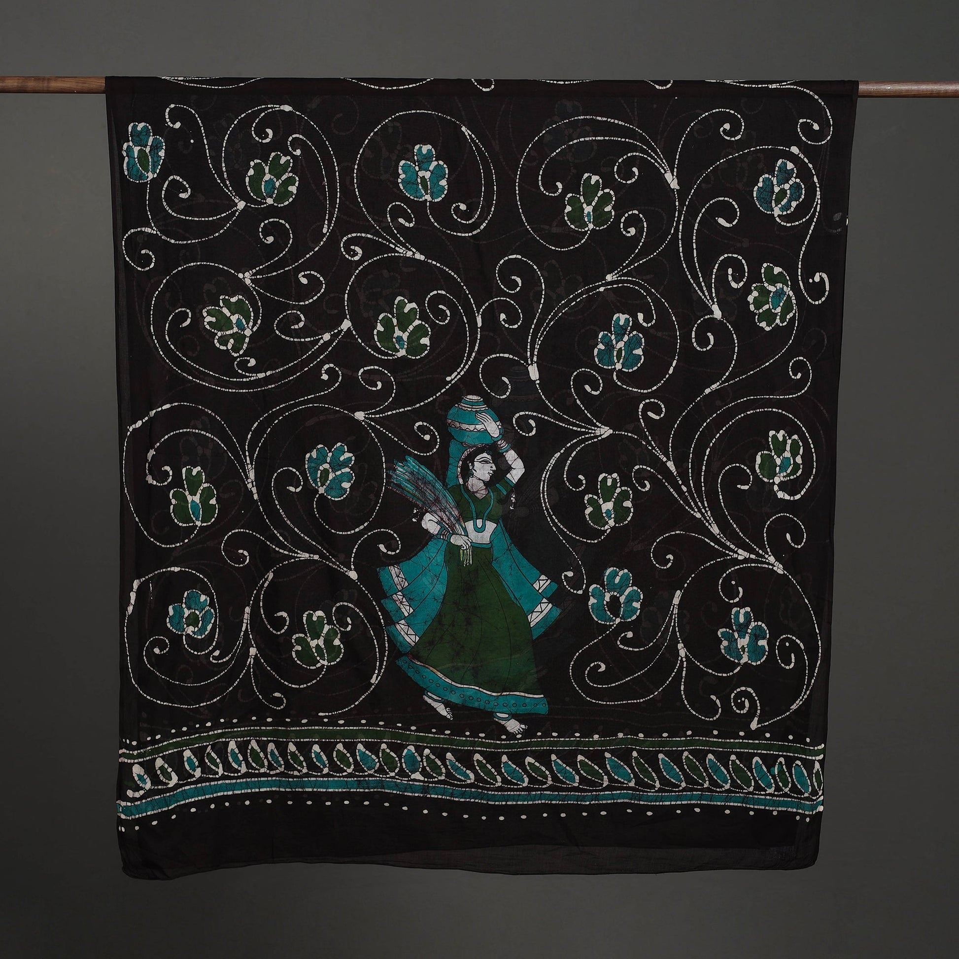 Brown - Cotton Hand Batik Print Dupatta 43