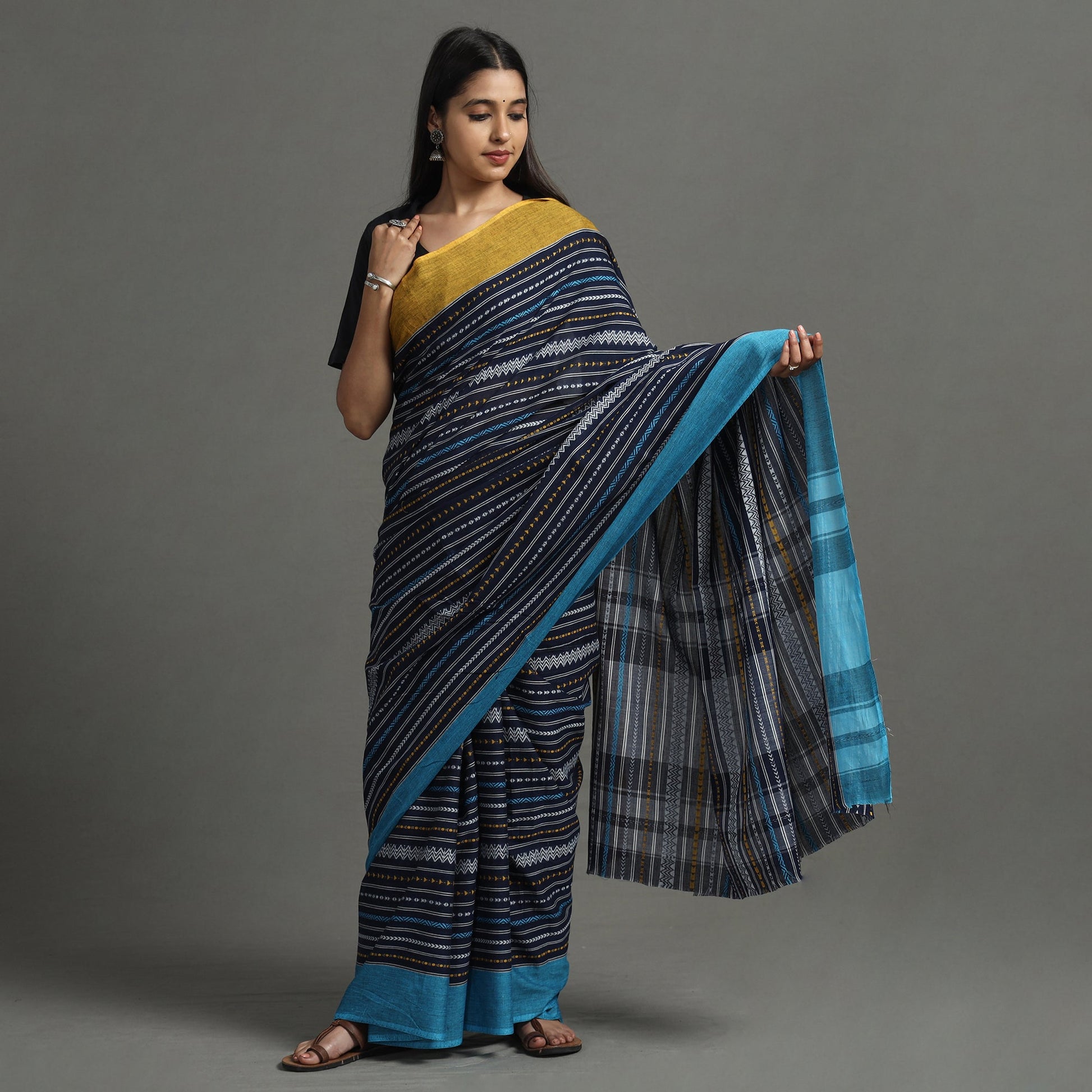 Blue - Begampuri Handloom Cotton Saree