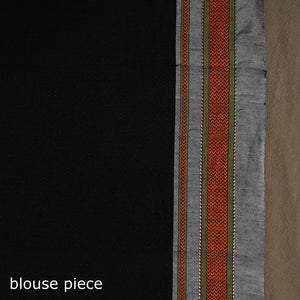 Black - Cotton Khun Saree with Chikki Paras Border 03