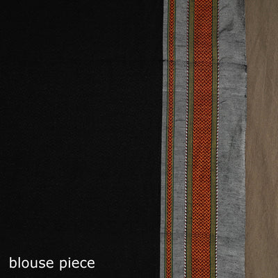 Black - Cotton Khun Saree with Chikki Paras Border 03
