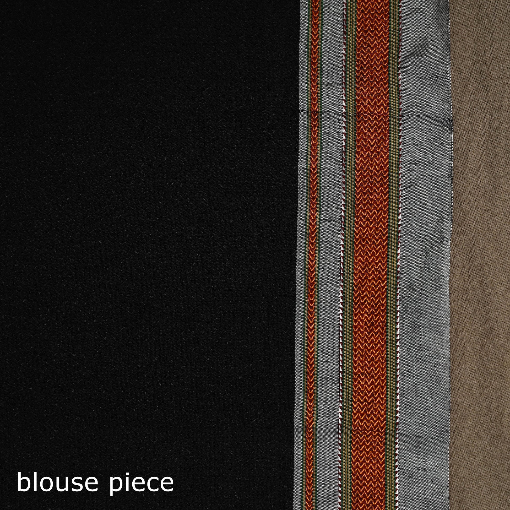 Black - Cotton Khun Saree with Chikki Paras Border 03
